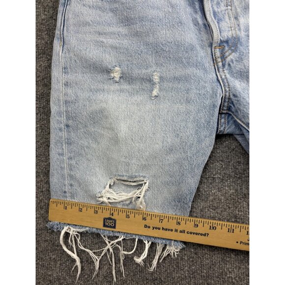 Levi's 501 Denim Shorts Womens 27 Blue Light Wash Button Fly Distressed Cutoff - Picture 7 of 11